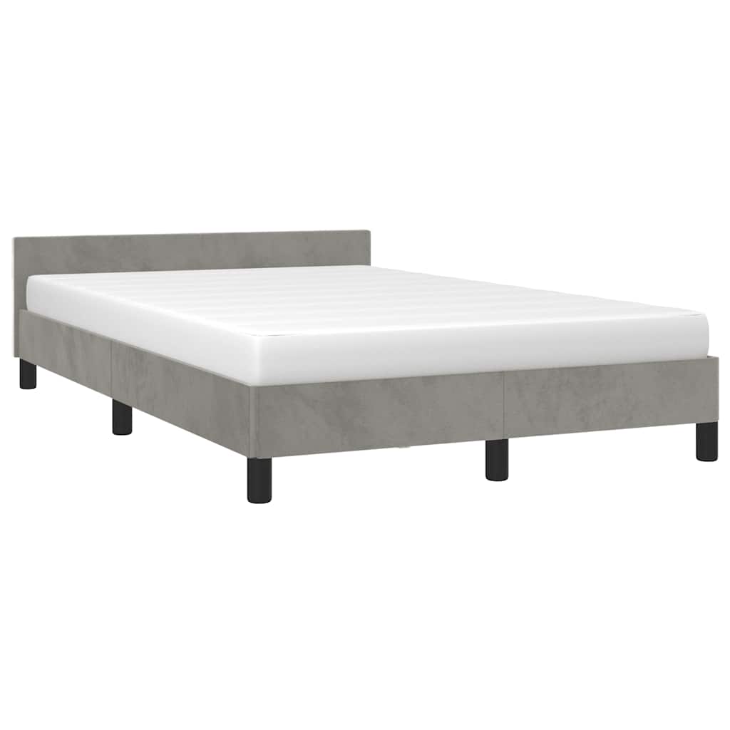 Cadre de lit sans matelas, en velours, gris clair, pour la chambre, 120 × 200 cm - 3