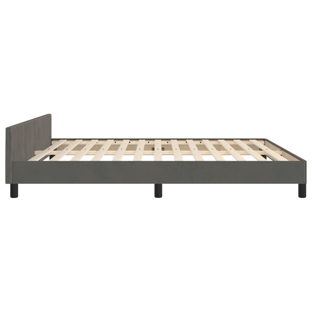 Cadre de lit sans matelas gris foncé 160 x 200 cm en velours - 7
