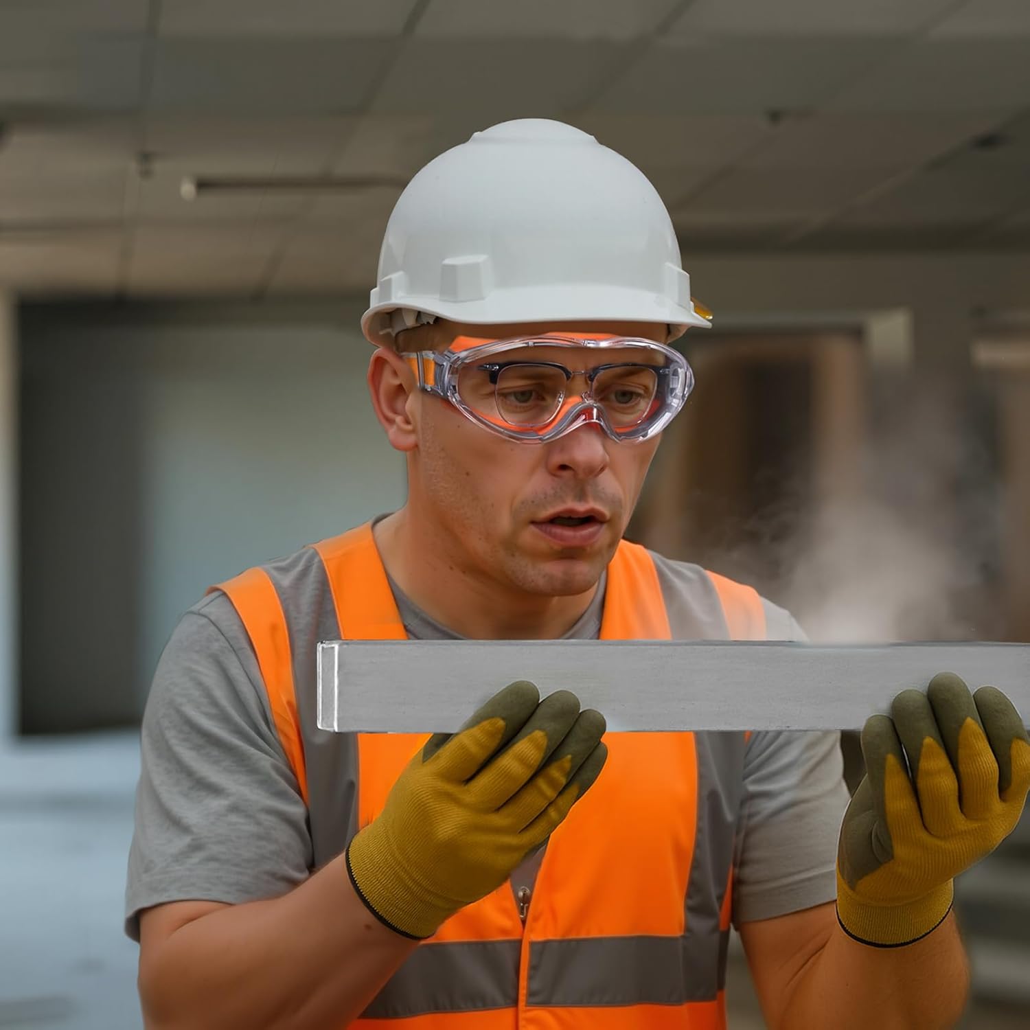 Lunettes de sécurité antibuée et anti-poussière - fabriquées avec des verres en polycarbonate - adaptées aux chantiers de construction - orange. - 5