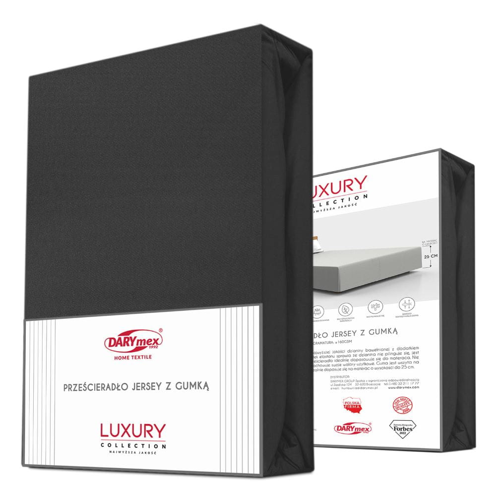 Prześcieradło jersey z elastanem z gumką 180 x 200 kolor czarny - Darymex