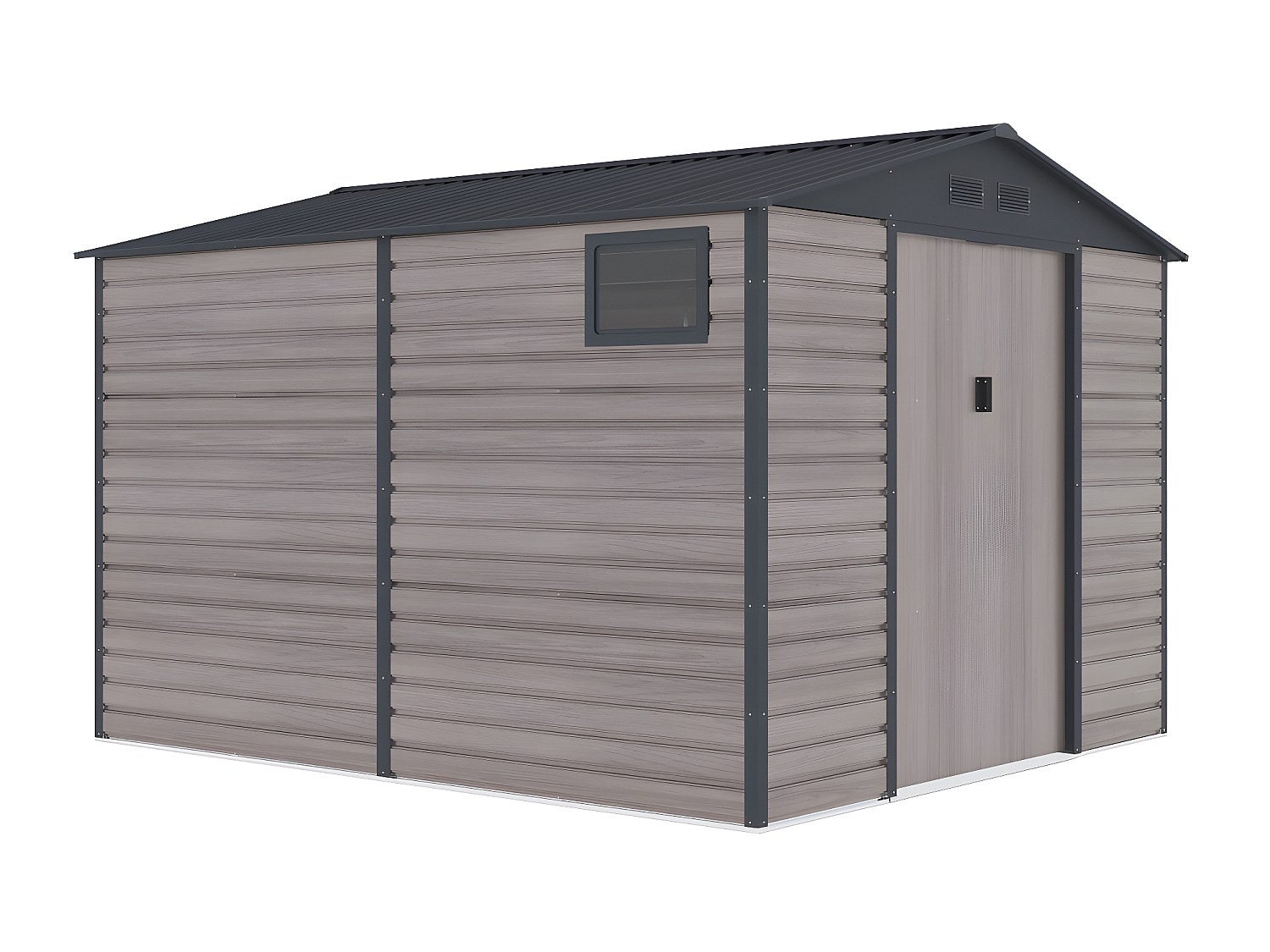 Abri de jardin métal en acier galvanisé effet bois gris 8,94 m² - ADELMO - 3