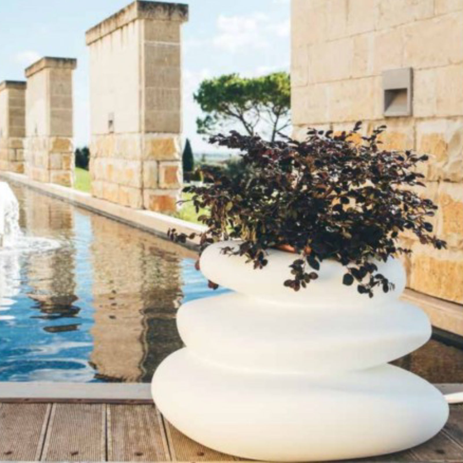 Pot de fleurs en résine 75X62cm couleur Blanc mod. Eden Pot - 4