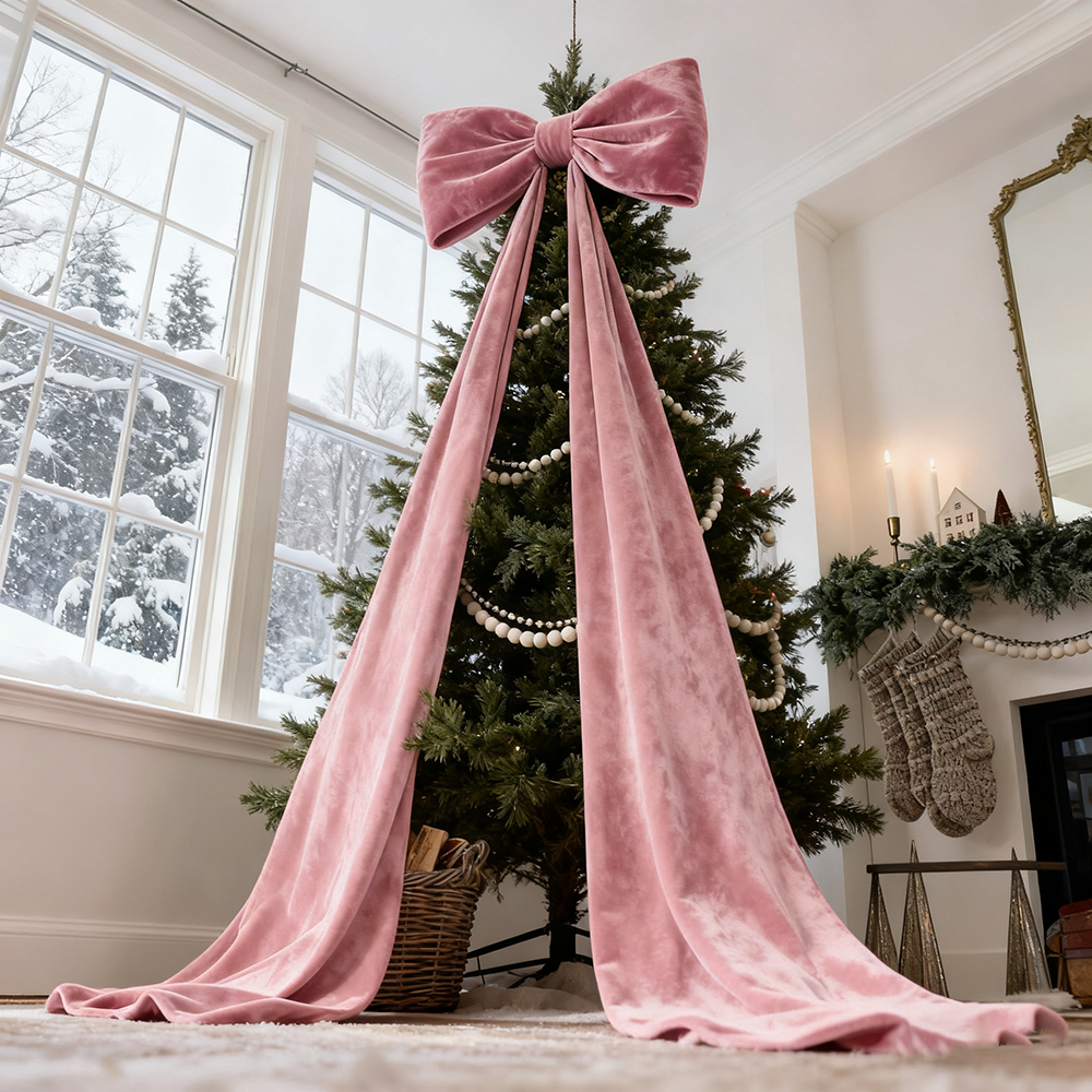 Decoração de Natal, Laços grandes para árvores de Natal, Laço de veludo para decoração de árvores de Natal, casamentos, festas, 180 cm x 50 cm - 3