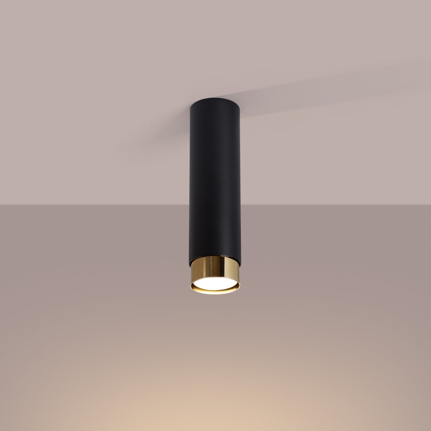 Plafon ALVOR 22,5 czarny/złoty LED 3000K - 6x6x22.5cm Sollux