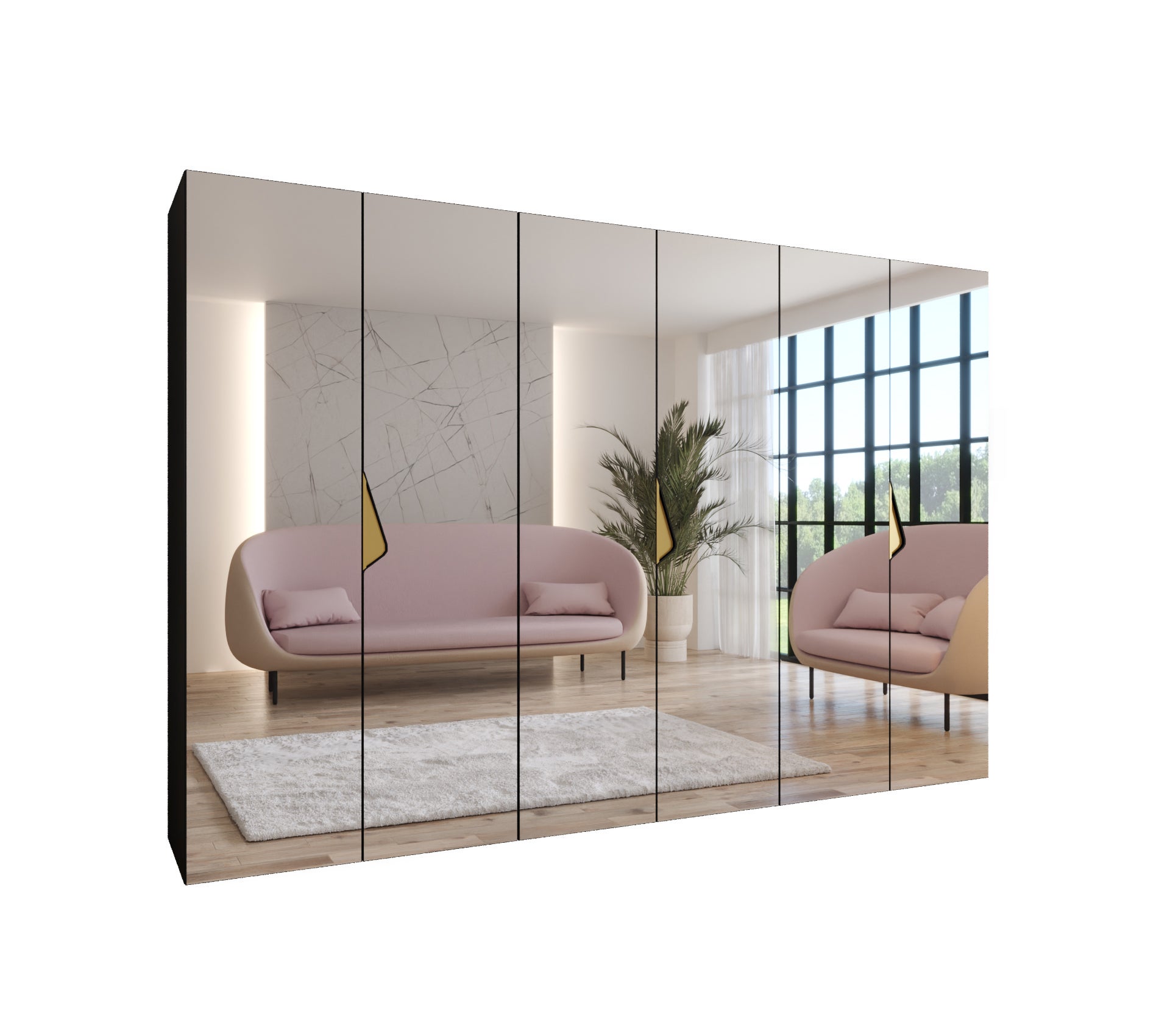Szafa uchylna otwierana Sandi 3 300 (100x3) x 52 x 202 cm czarny + u. złoty