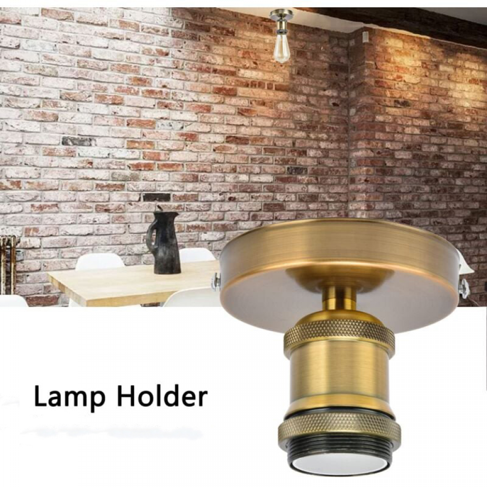 Uchwyt na żyrandol E27 w stylu vintage, oprawka do lampy sufitowej - metalowy uchwyt na kinkiet - odpowiedni do użytku domowego 100-240 V (złoty brąz) - 3