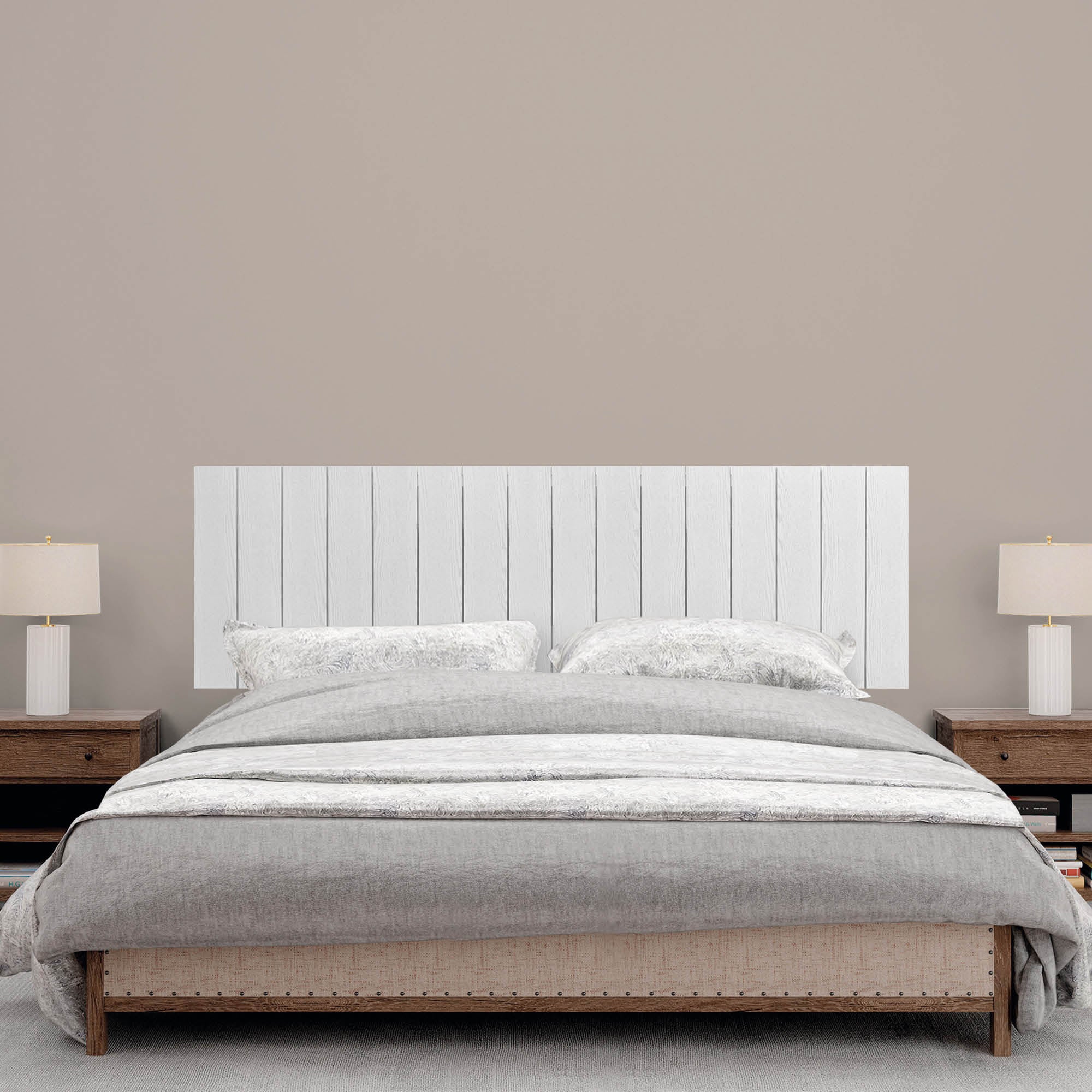 DHOME Cabecero de Madera reciclada DM Estilo Palet Vertical Cama Palets Herrajes incluidos (135cm, Blanco Madera) - 4
