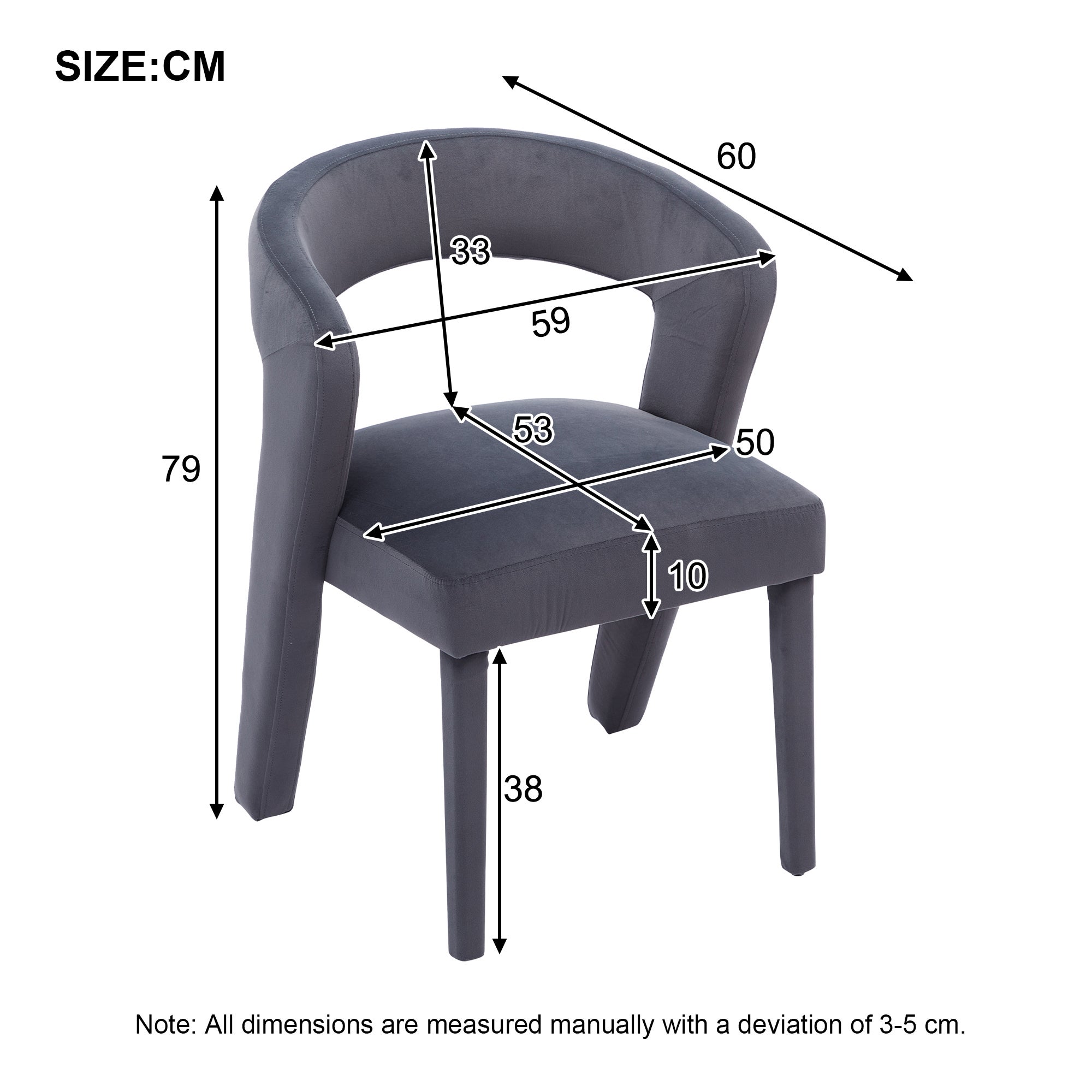 Poltrona imbottita in velluto - Grigio - 5