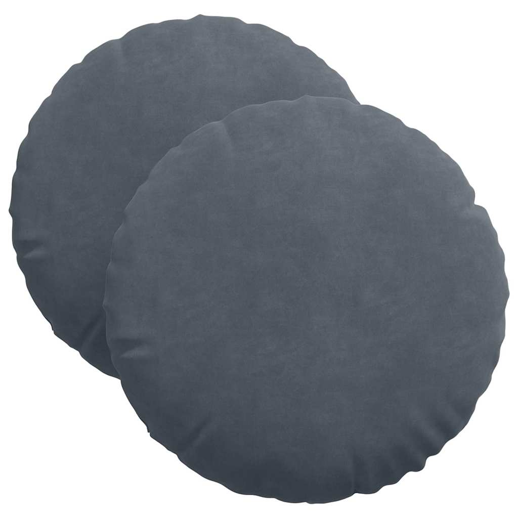 Cojines de asiento, 2 unidades, gris oscuro, Ø 40 x 13 cm, terciopelo - 2
