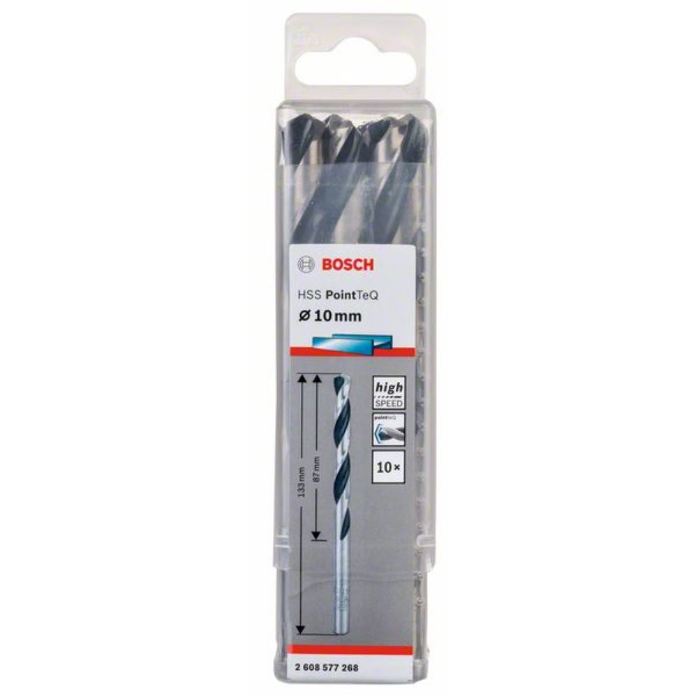 Bosch Professional - 10 forets hélicoïdaux 10mm métaux HSS POINTTEQ 10x87x133mm - 2608577268 - 2
