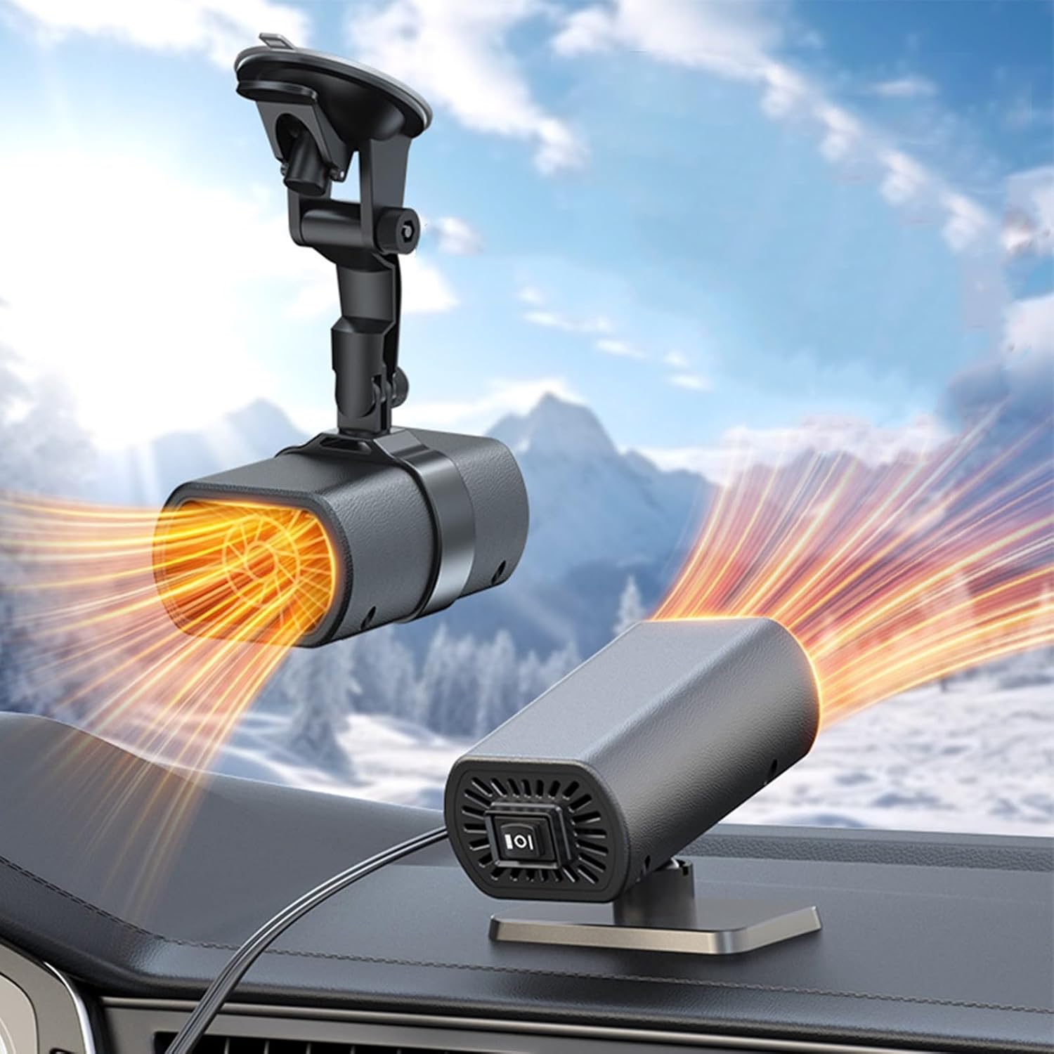 Ogrzewacz samochodowy 2 w 1, 12 V, 200 W, przenośny wentylator, 360°, ciepłe i zimne powietrze, regulowany, odmrażający, przeciwmgielny, zimowy (12 V)