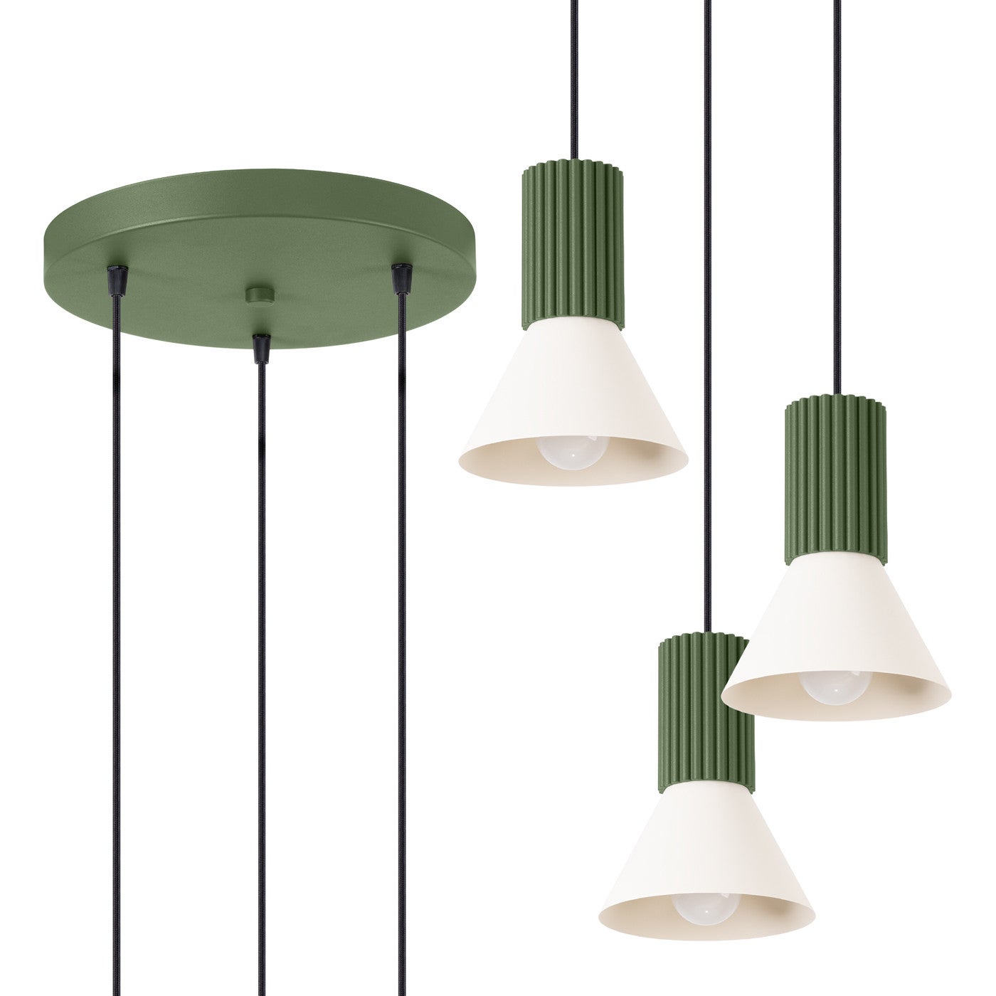 Lampa sufitowa ryflowana ESTRIA zielono-beżowa 3xE14x15W metal wym:120x30x30cm IP20 Sollux Lighting