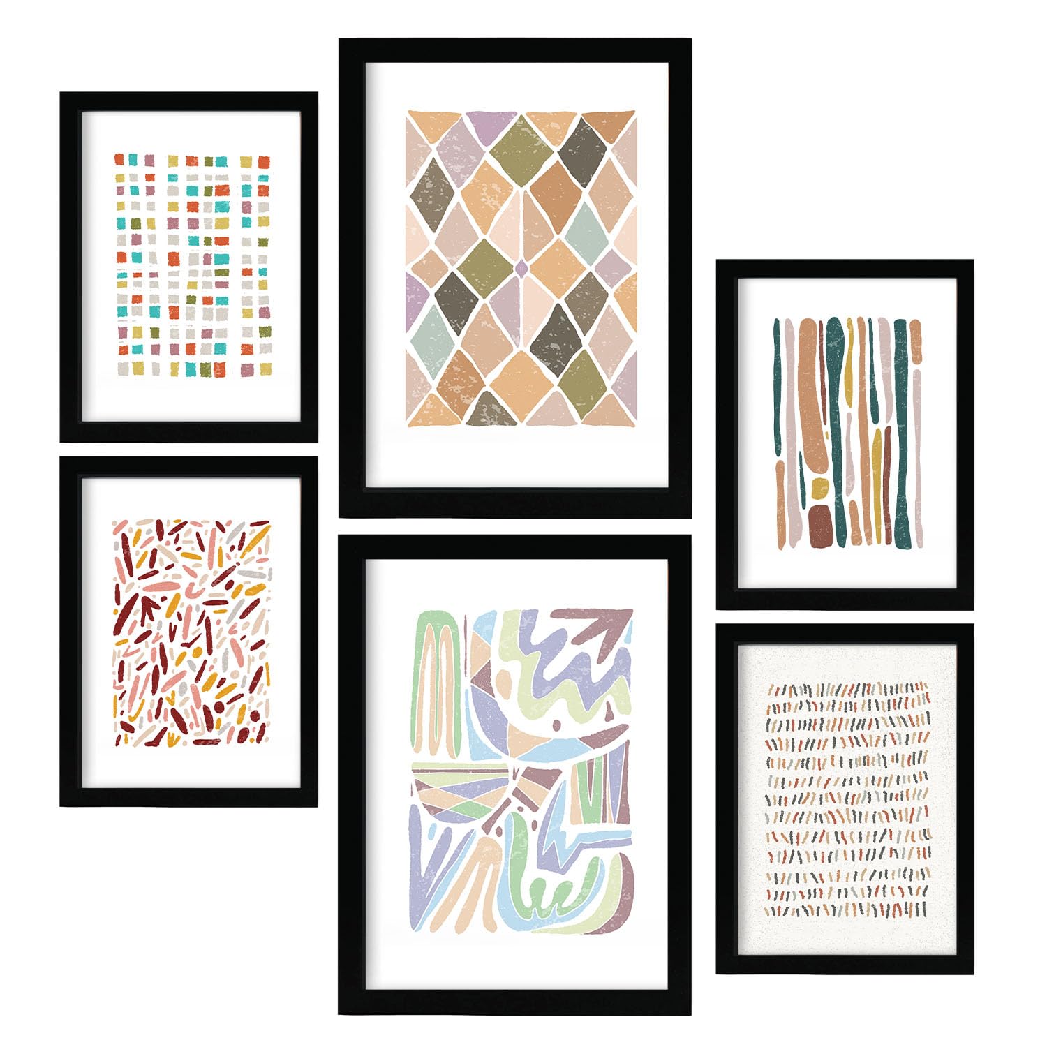 Nacnic set 6 laminas de patrones de étnico cuadros decorativos estéticos para su sala de estar dormitorio hogar impresión a4 y a3 con marco negro