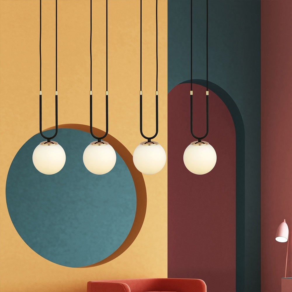 Lampa sufitowa Megan 4 światła z czarnym owalnym kablem wiszącym i szklaną kulą 4xE14 - 8