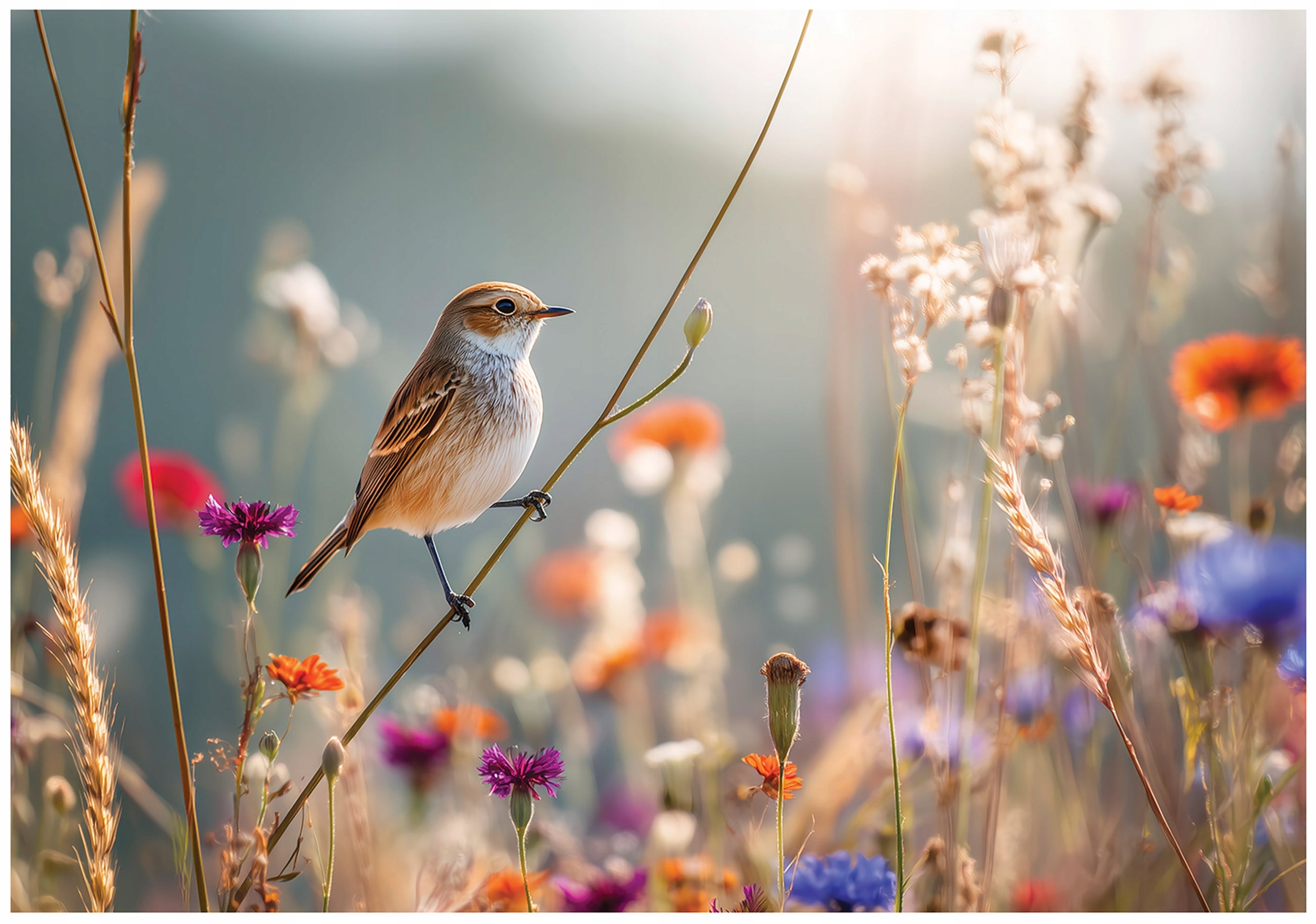 Fototapet pasare bej prairie Vlies Tapet Pentru Dormitor Camera Living Perete 300x210 cm