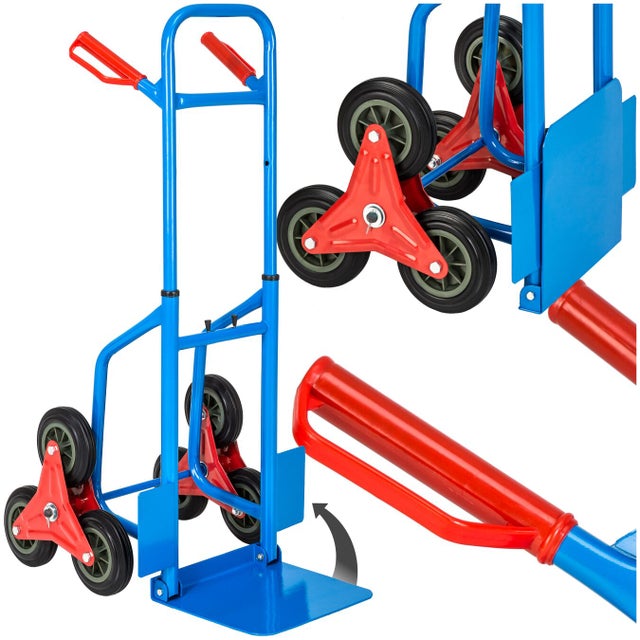 Carrello montascale en acciaio, 3 ruote a stella, portata 200kg, 103x49x66cm, blu TECTAKE