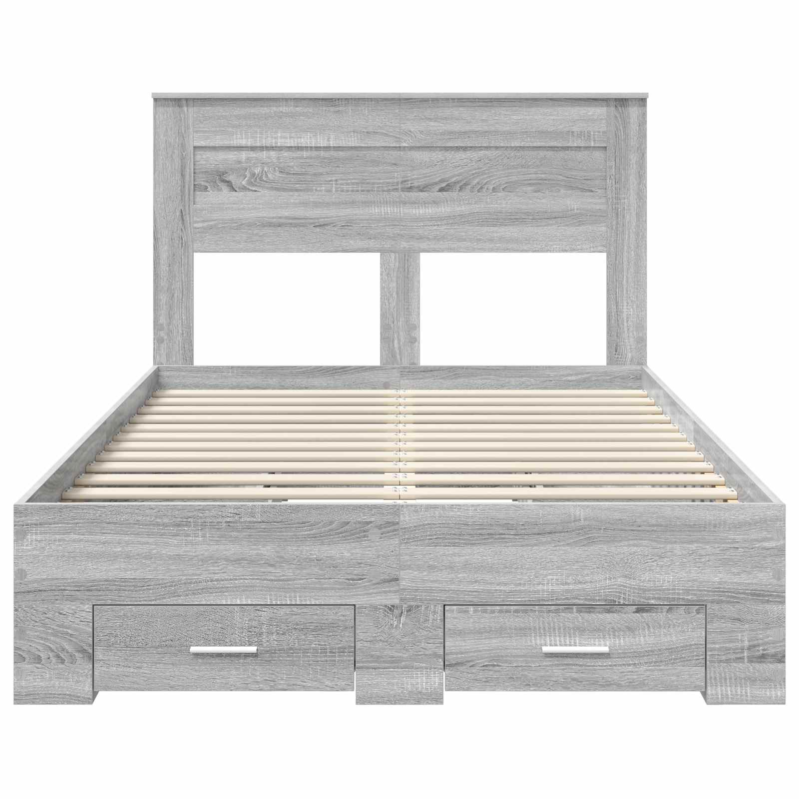 Cadre de lit gris 135 x 190 cm en panneau de bois - 8