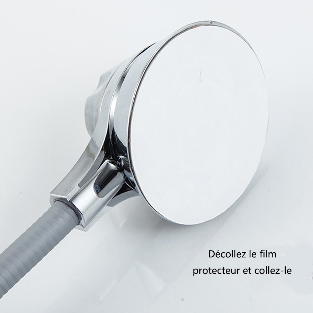 Support de pomme de douche à 360 °, support de pomme de douche à main réglable, support de douche réglable, montage mural amovible sans poinçonnage - 5