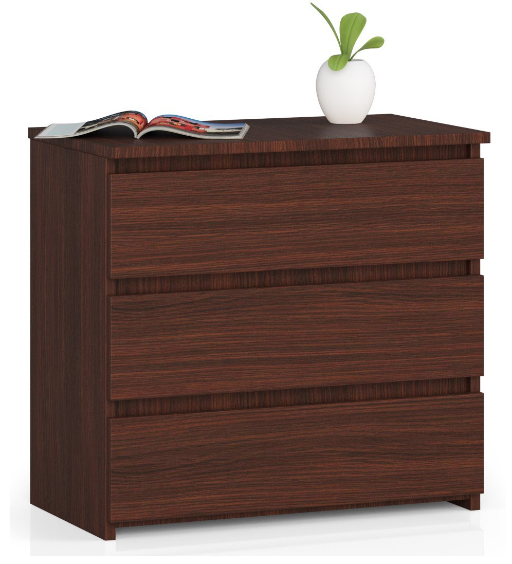 Stolik nocny: 3 szuflady, drewno wenge, 60 x 57 x 35 cm