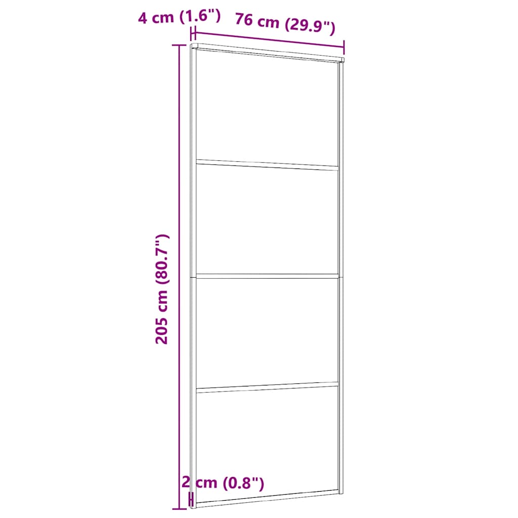 vidaXL Porte coulissante Verre ESG dépoli et aluminium 76x205 cm Noir - 6