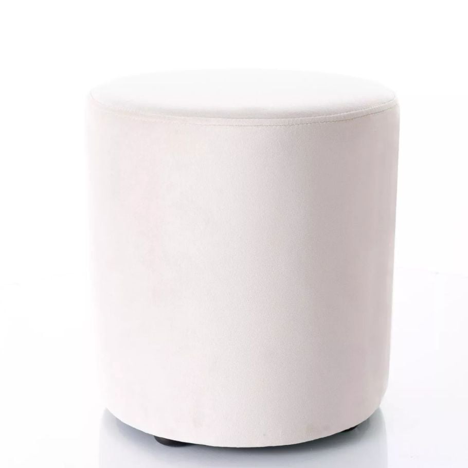 Pouf rond en velours 33 x 36 cm beige clair DELTA | Leroy Merlin