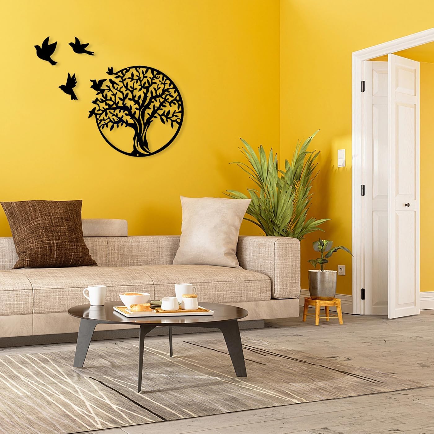 (49 cm)Tree Life Décoration murale en métal Arbre de vie à suspendre pour intérieur ou extérieur, jardin, maison, chambre à coucher, salon - 5
