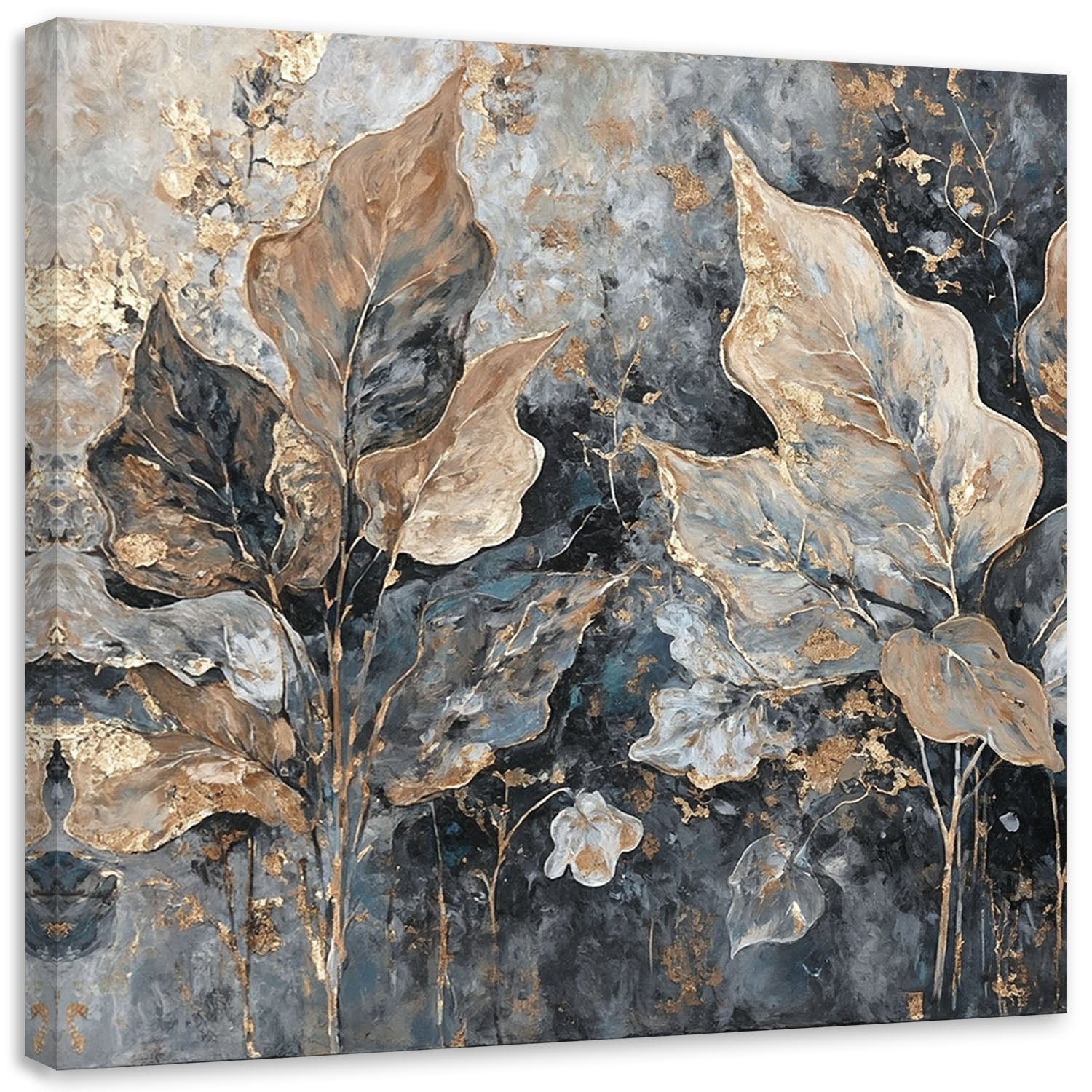 Obraz na płótnie, Liście W Stylu Glamour 60x60