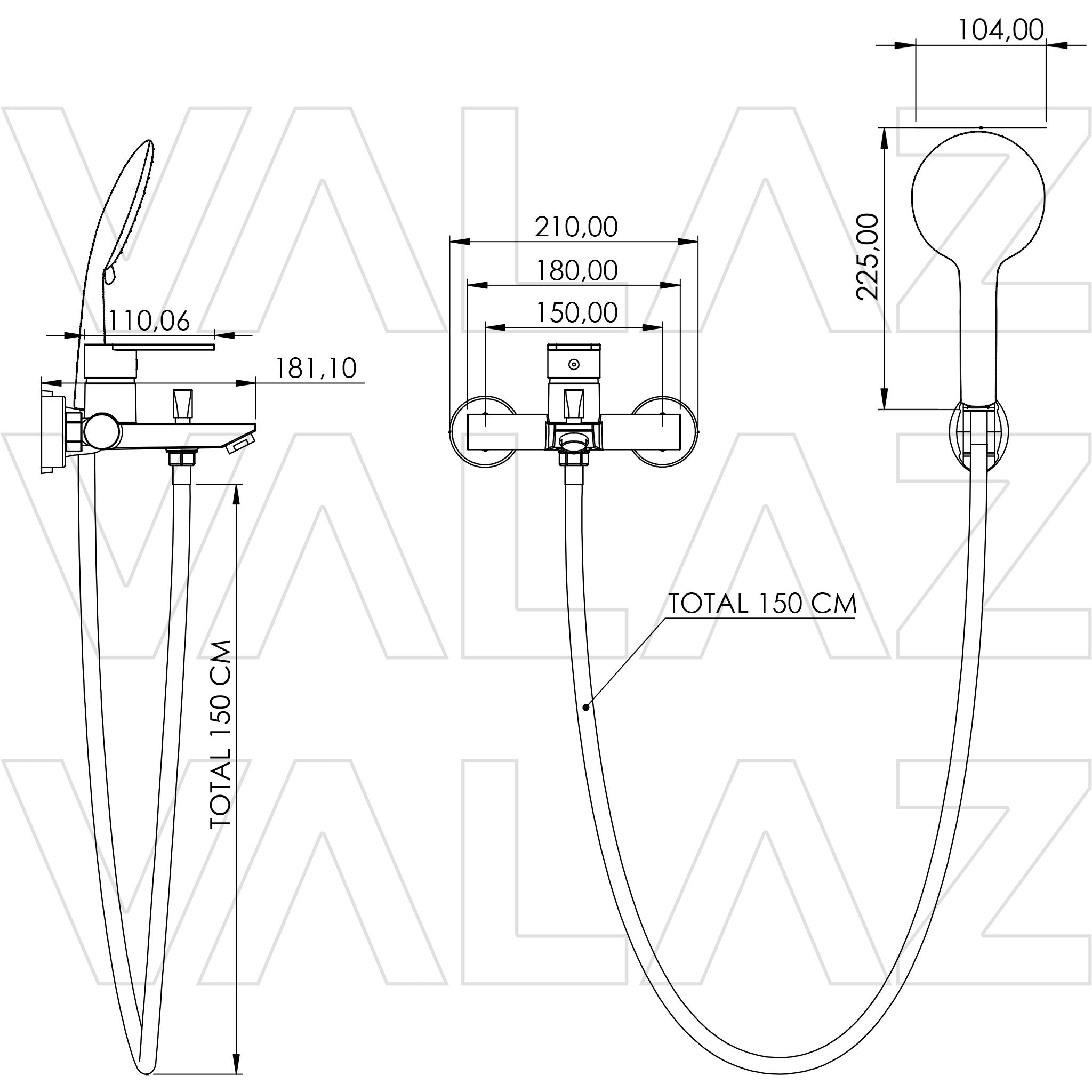 Valaz Robinet mitigeur de douche/baignoire chromé - Série Magro - 2