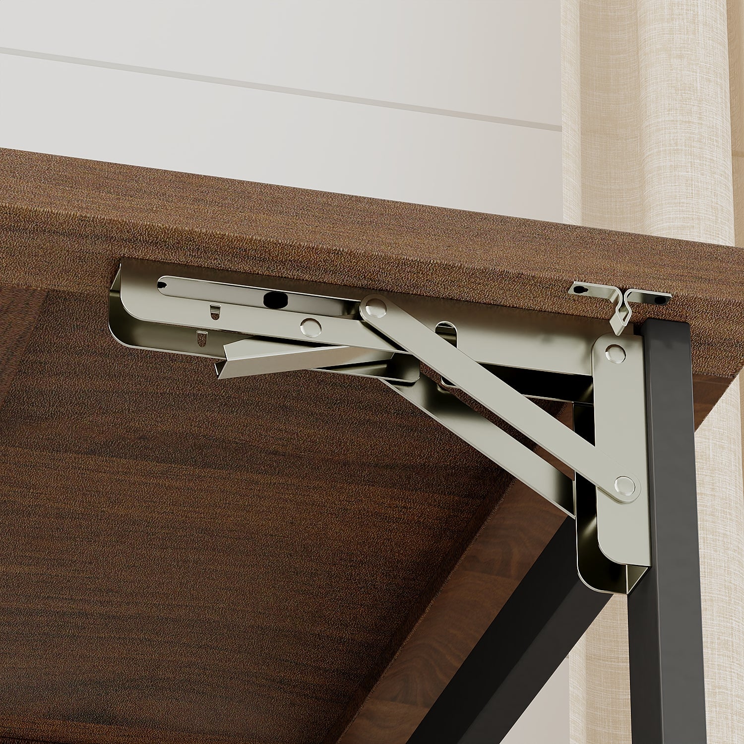 Bureau avec Rangement Pliable avec Aspect du Bois Noyer, Armoire du Bureau avec 2 Compartiments, Salon et Chambre, 99 x 53 x 82 cm - 5