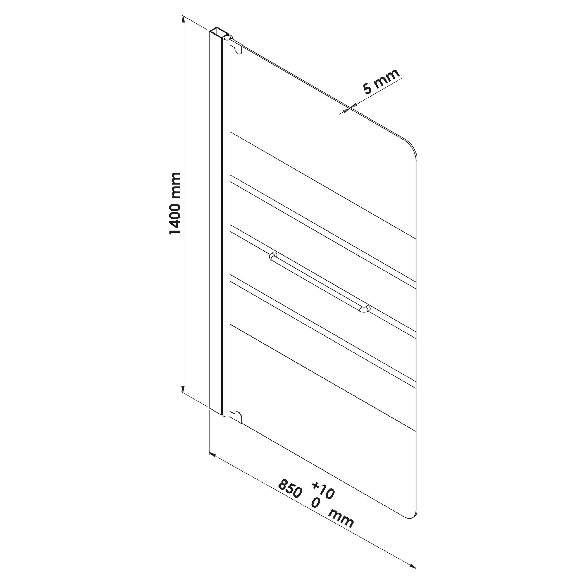 ONDEE ZEN - Pare-baignoire SHIVA - Paroi 85x140x0,5cm - Verre trempé sér. - Finitions blanc - 3
