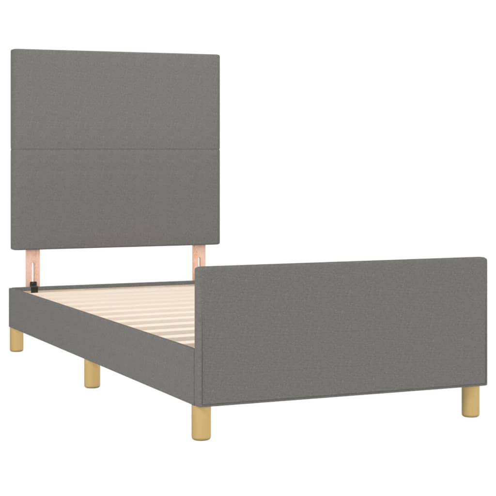 Cadre de lit sans matelas gris foncé 100 x 200 cm tissu - 4