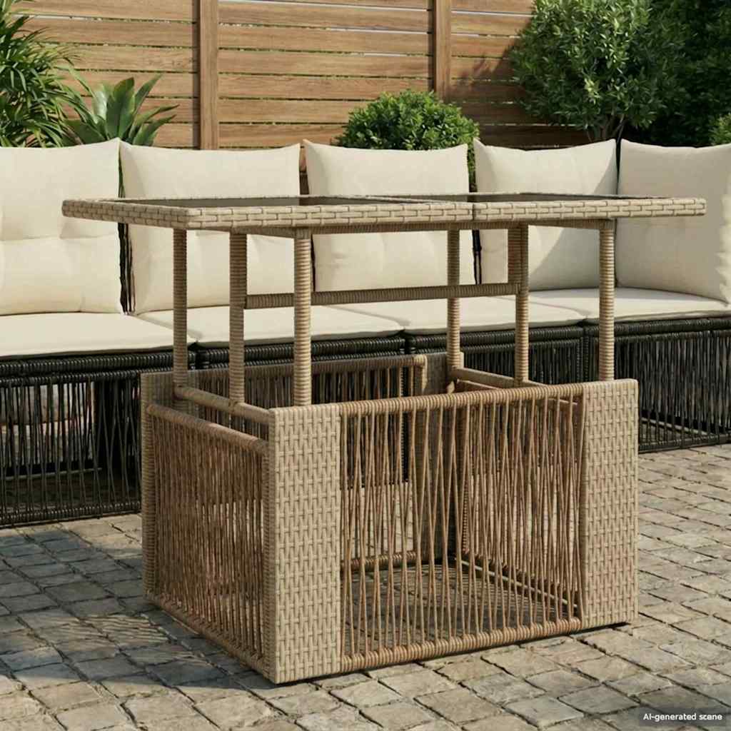 Mesa de jardín elevable beige, 100 × 55 × 37 cm