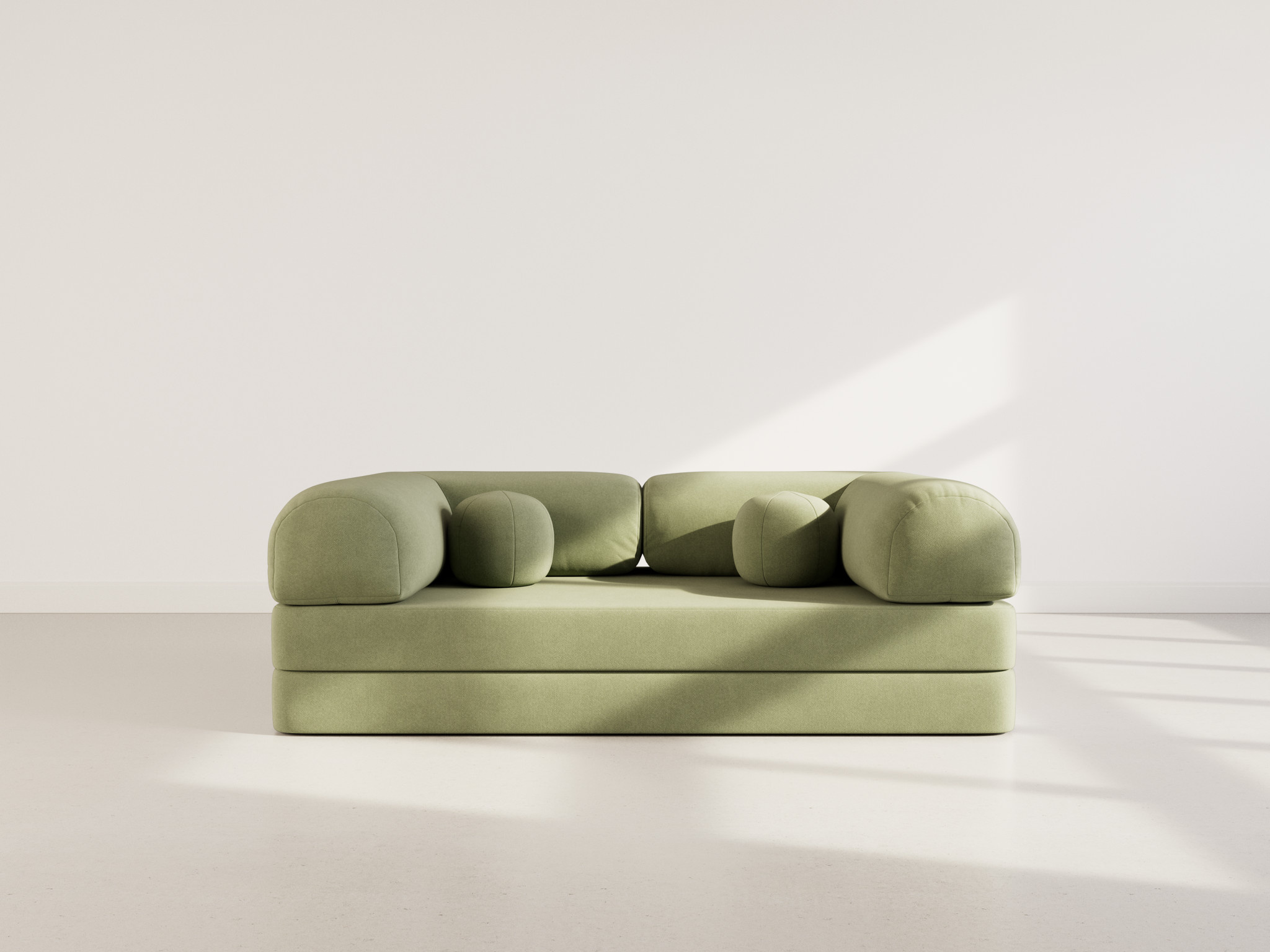 Canapé droit convertible 3 places en velours texturé vert sauge - NEBULA - Best Mobilier - 2