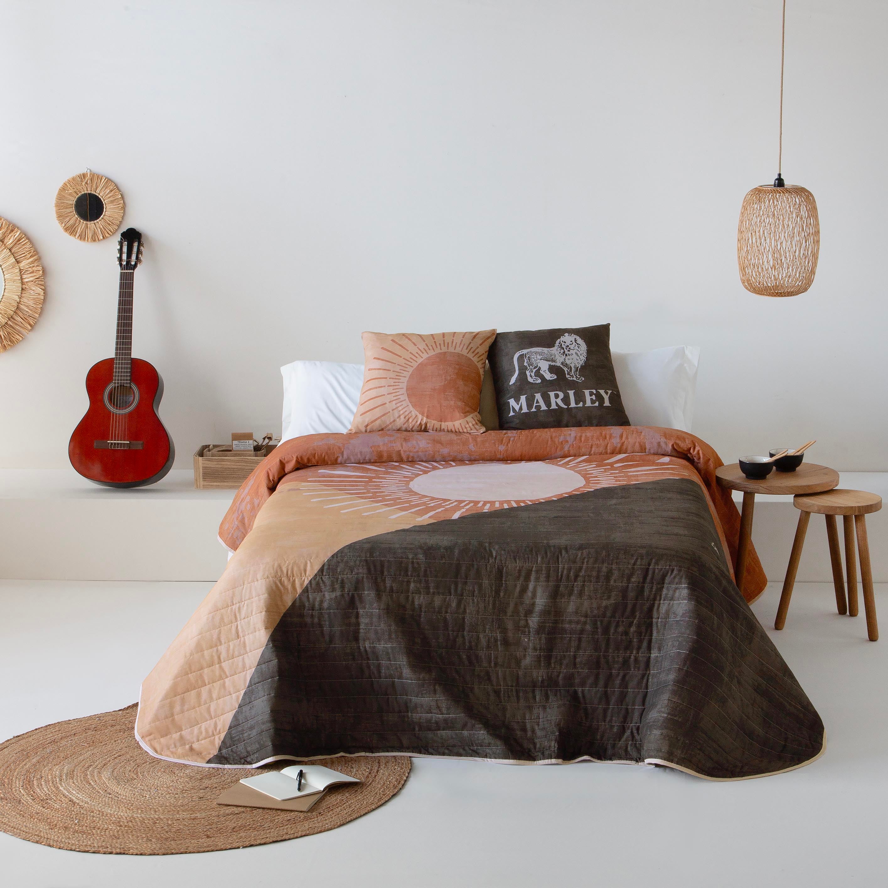 Marley - colcha bouti estampada cama 180 - microfibra - extra suave - incluye colcha bouti + 2 fundas de cojines - siloah
