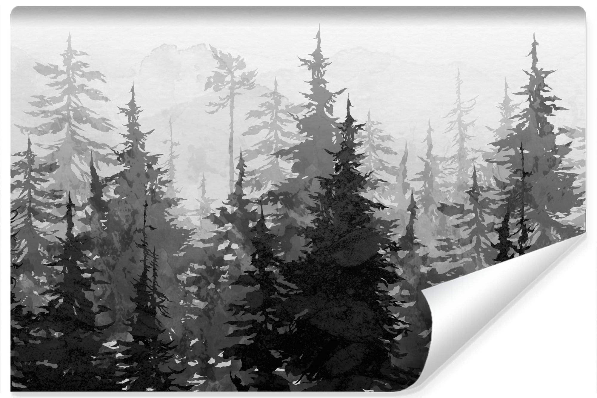 Papel pintado vlieseline foto árboles naturaleza blanco y negro para habitación 520cm x 318cm