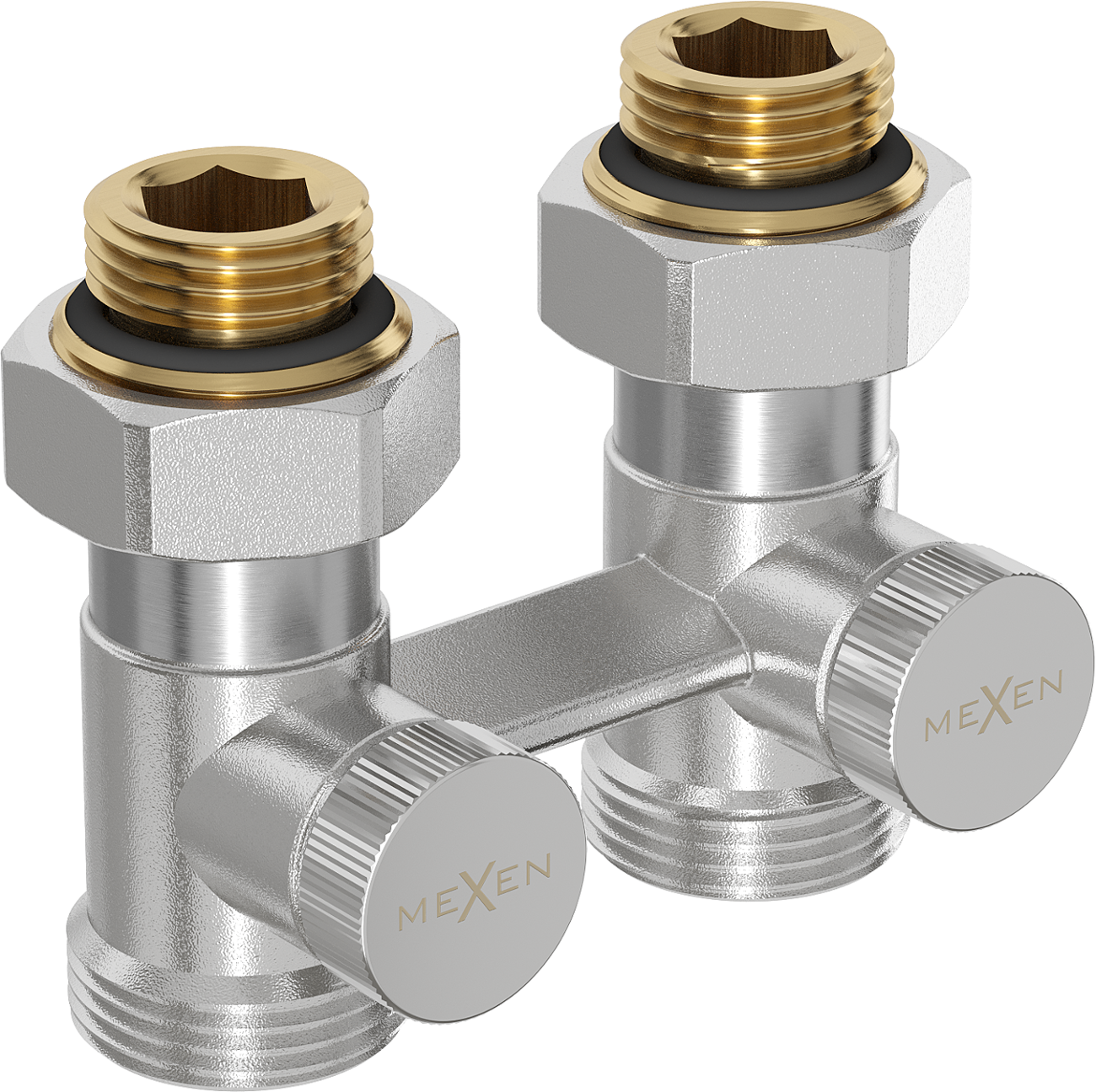 Mexen zawór grzejnikowy dwururowy DN50, prosty 1/2"x3/4", nikiel - W912-012-01