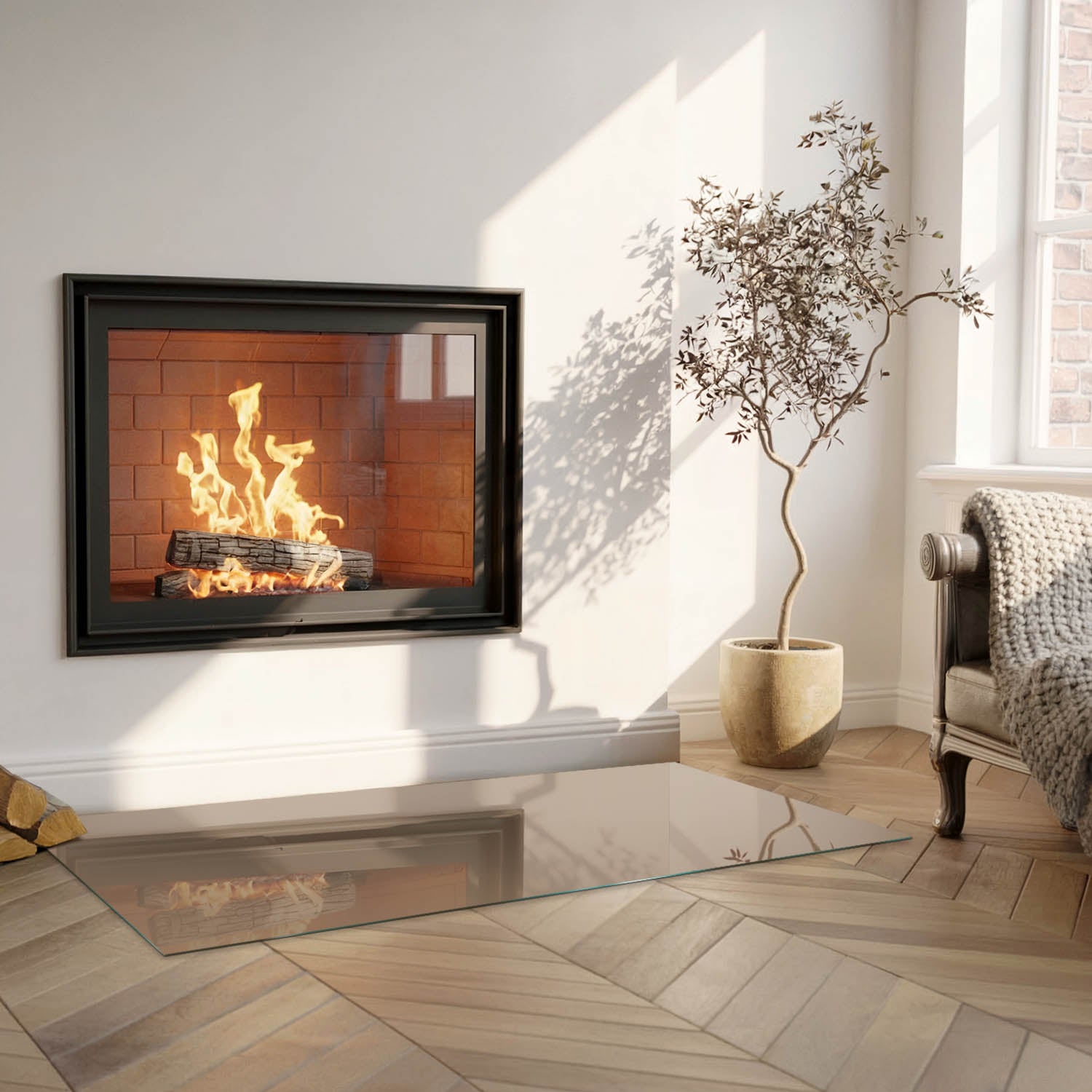 Szkło hartowane na podłogę pod kominek - 125x50 cm - Kolor Brązowy - TULUP - 5