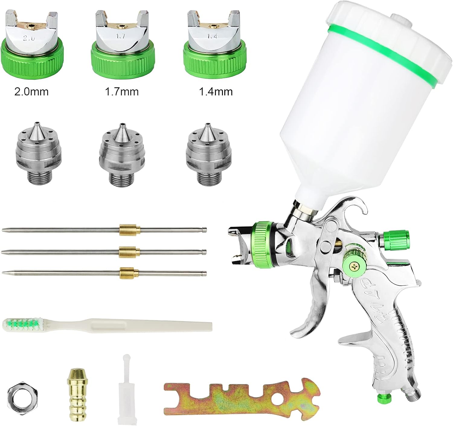 Profesjonalny pistolet do malowania 600cc z 3 dyszami 1,4 mm 1,7 mm 2,0 mm, zasilany grawitacyjnie, do mebli samochodowych