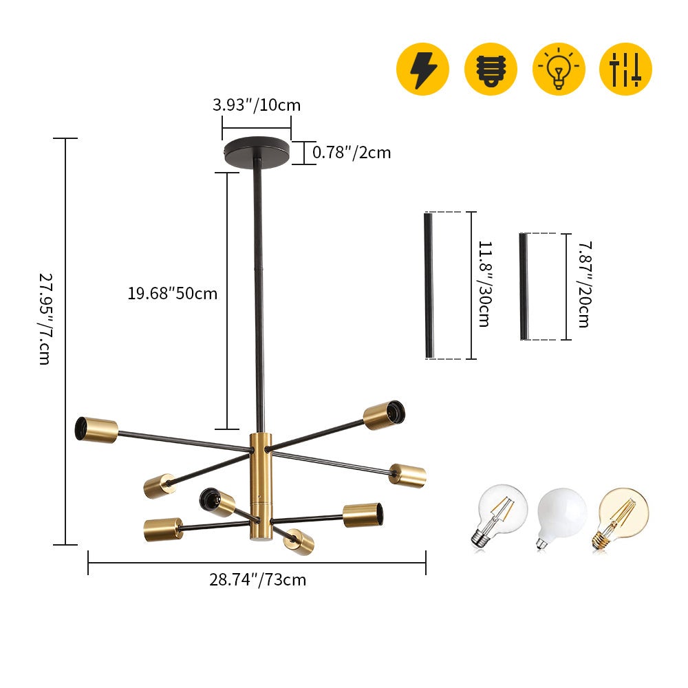 GOECO Suspension Vintage, Lustre industriel noirs E27, Plafonnier à angle réglable à 180 °, Lumières vintage pour salon cuisine chambre salle à mange - 5