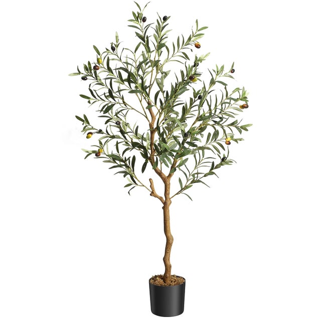 Nouvel olivier artificiel 4×pieds composition plastique fil de fer plante decorative interieur exterieur