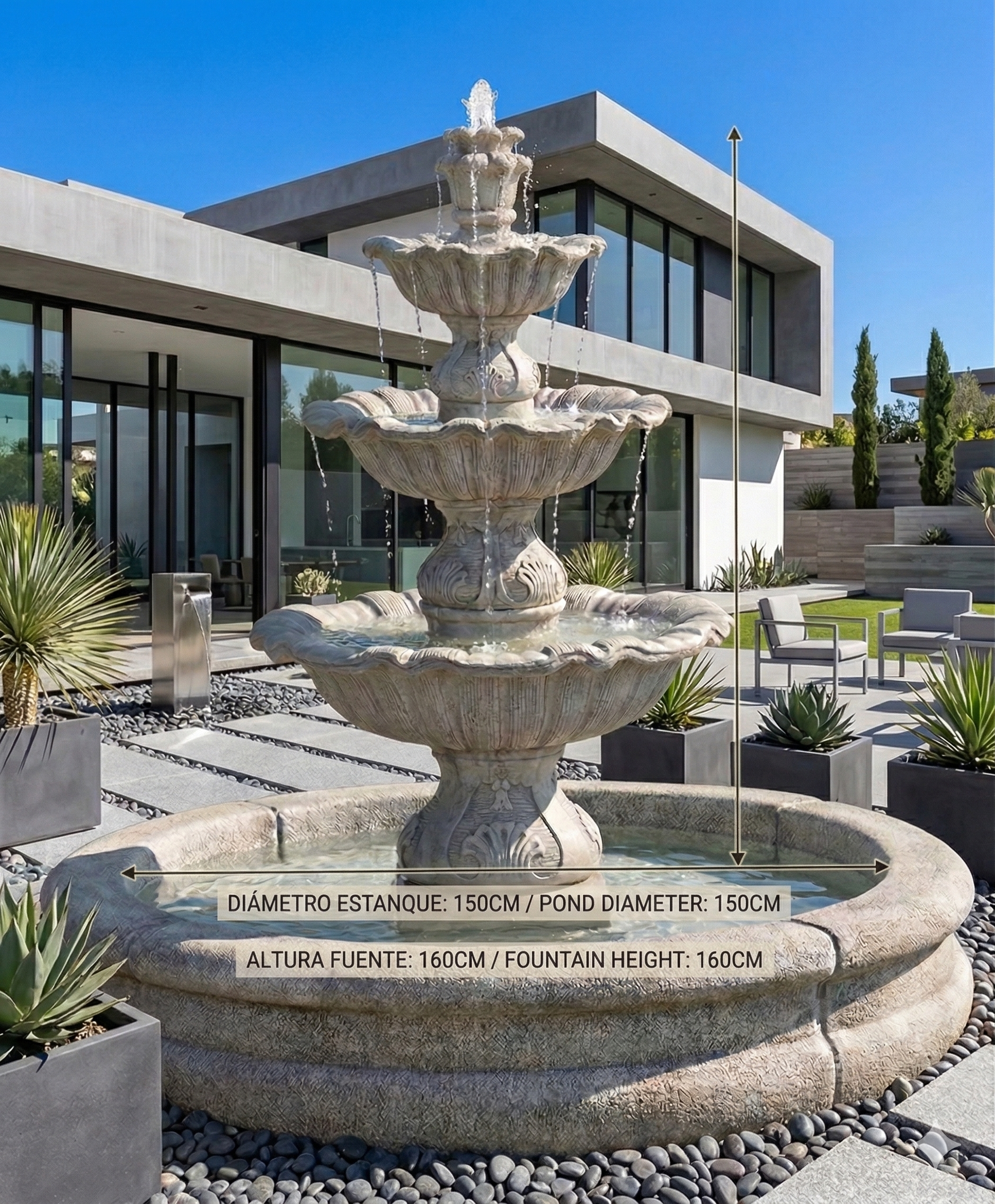 Fontaine Classique en béton-pierre Jaén 150x160cm. - 7