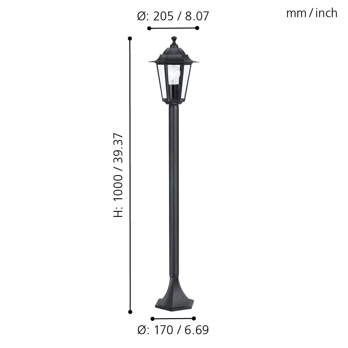 Laterna-borne D'extérieur Métal & Verre H100cm Noir Eglo - 7