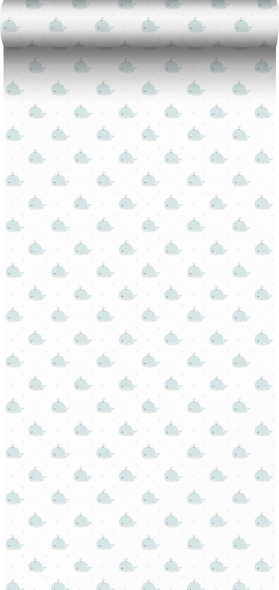 Tapeta wieloryby szaro zielonymIbiałym - 53 cm x 10 m - SANDERS &amp; SANDERS