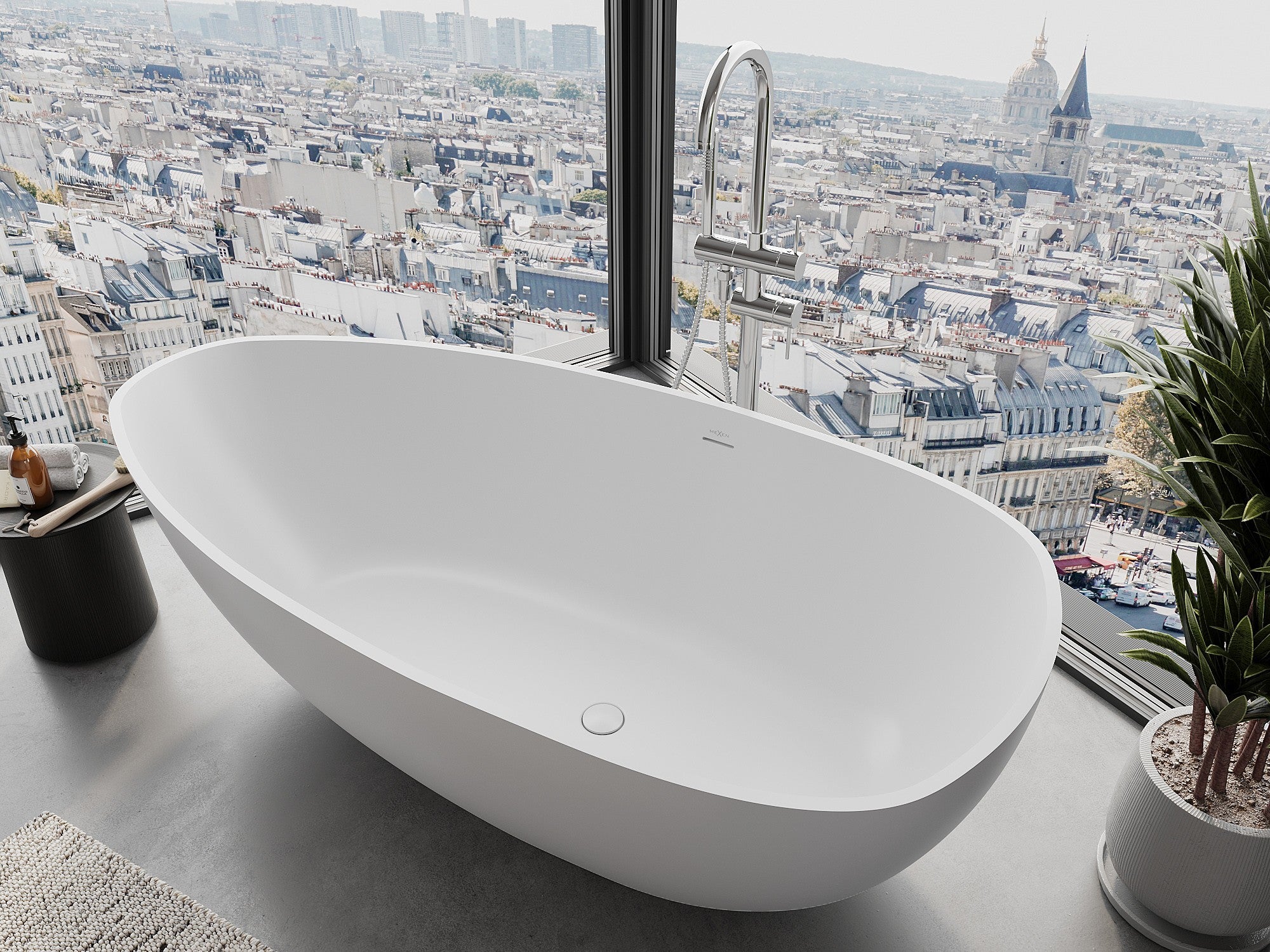 Mexen Imola bañera exenta de conglomerado 160 x 81 cm, blanco mate - 57281608000 - 3