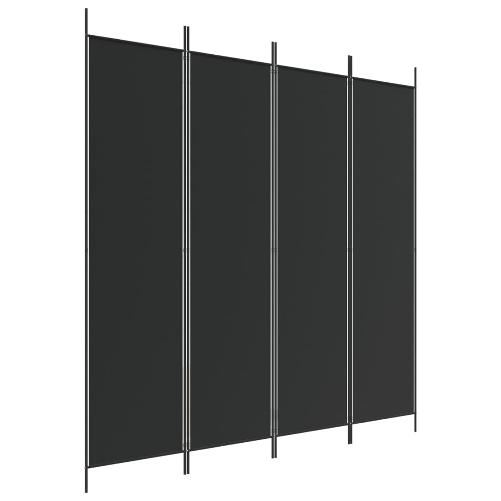 Parawan z 4 paneli z czarnej tkaniny 200x200 cm