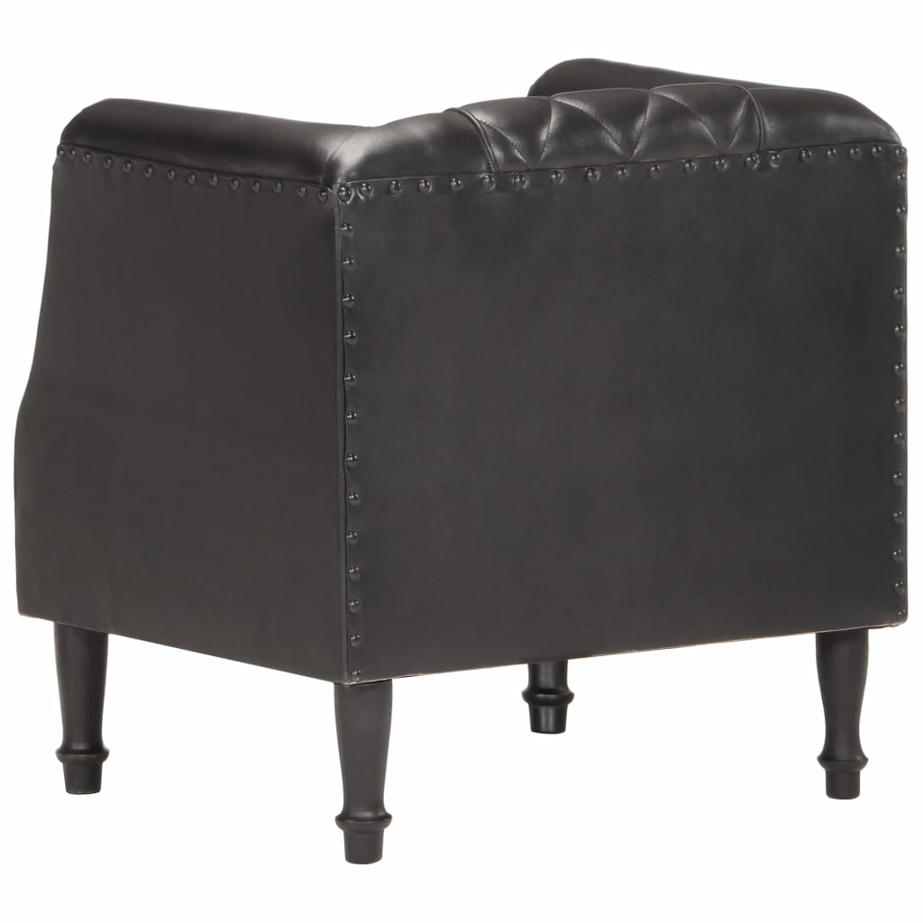 Fauteuil Noir Cuir véritable de chèvre - 5