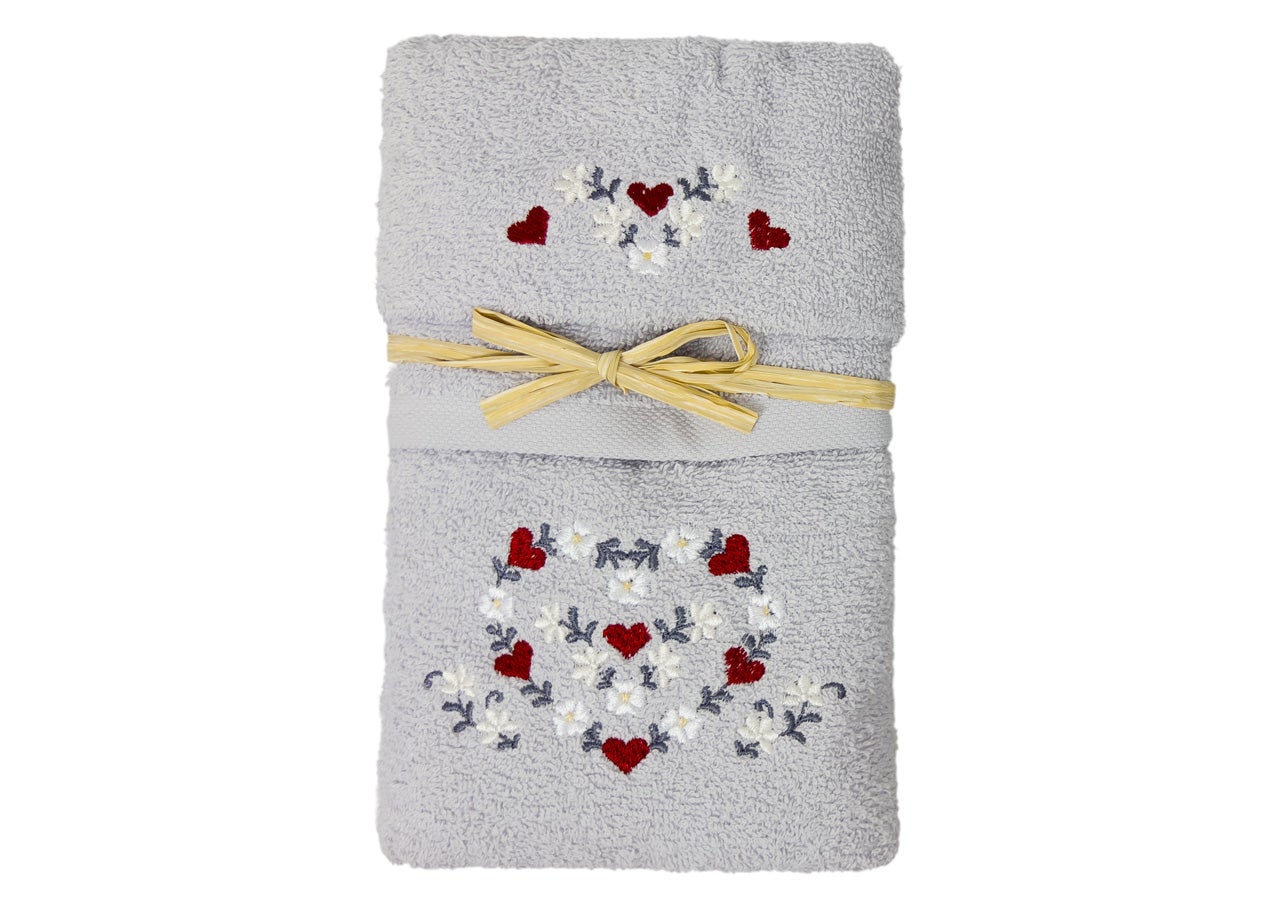 Set 4 Asciugamani In Spugna 100% Cotone 50x100 Cm Grigi Con Bordo Greco E Motivo Cialda - Foto 3