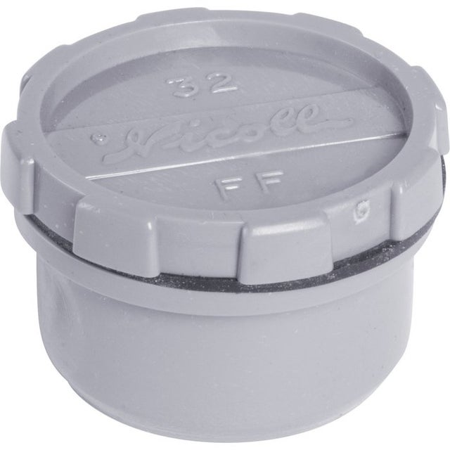 Tampon de visite avec bouchon PVC gris à coller - Diamètre 100 mm - Nicoll
