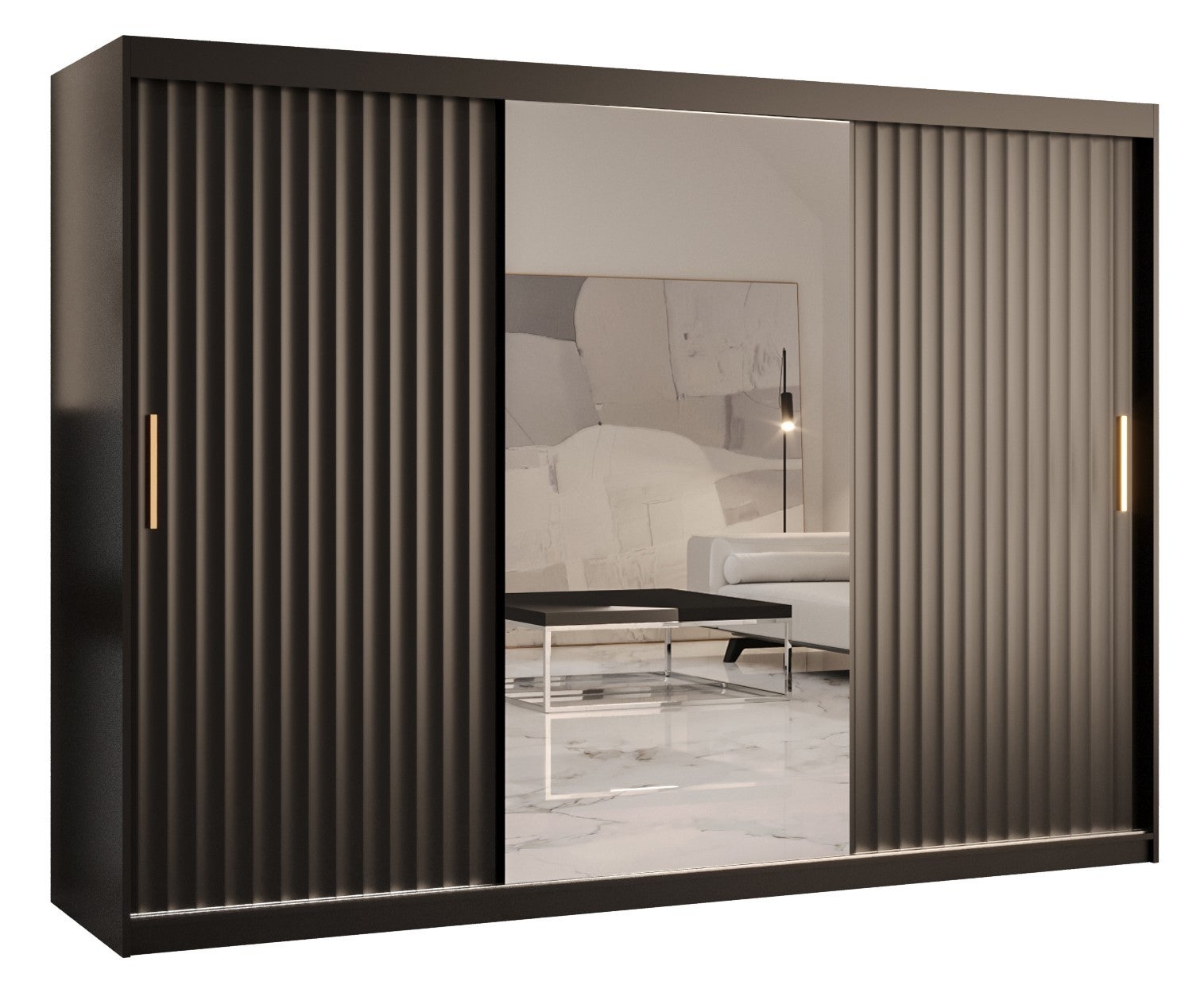 Szafa przesuwna garderoba RIFLO WAVE 2 250 x 62 x 200 cm Czarny - Abiks Meble