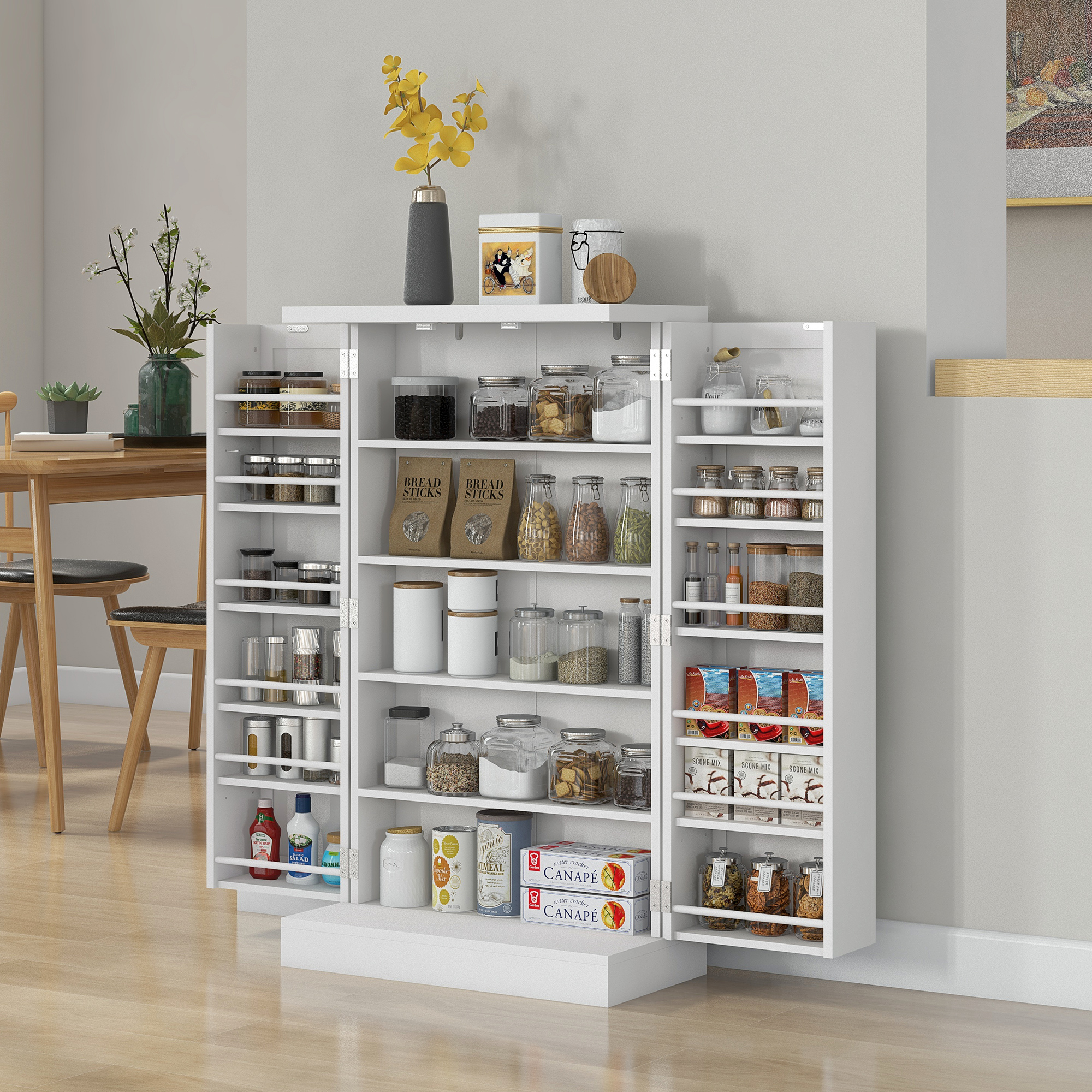 Armario Despensa Cocina HOMCOM MDF Blanco 60x30x104 cm 83A-096V80WT - 2